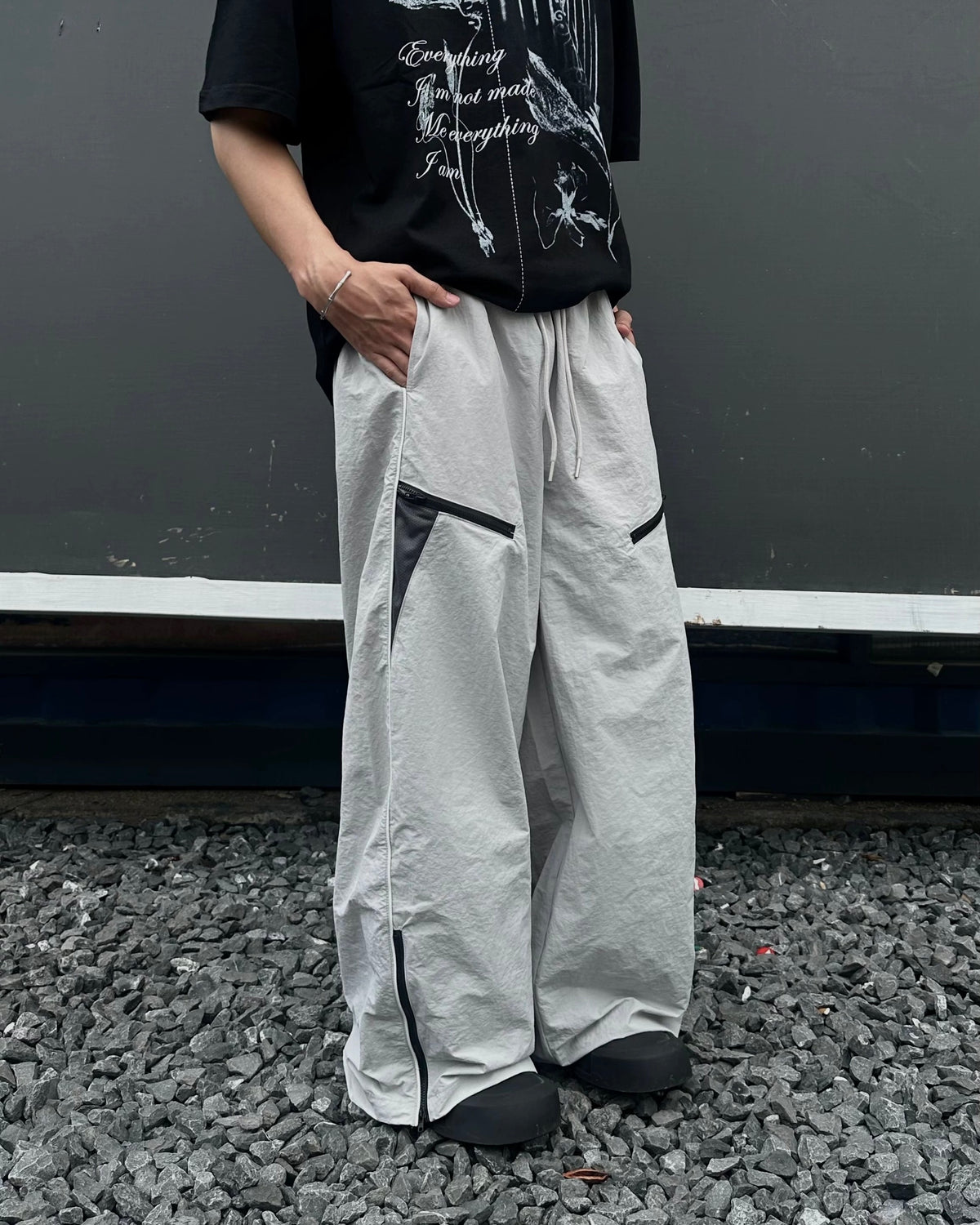 Panelled straight-leg casual trousers