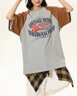 대비색 크루넥 반팔