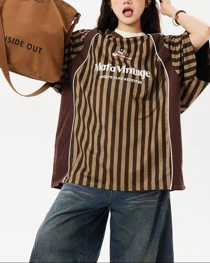 Striped casual short sleeves