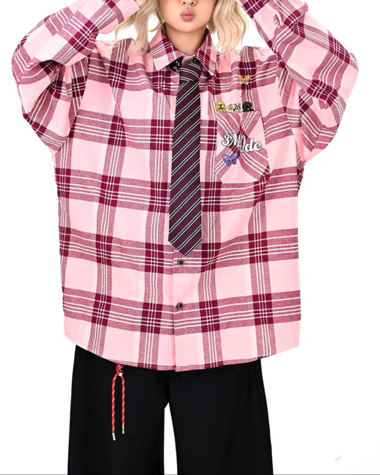 엿보는 강아지 긴팔 셔츠