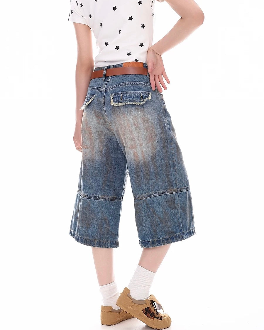 retro simple denim shorts