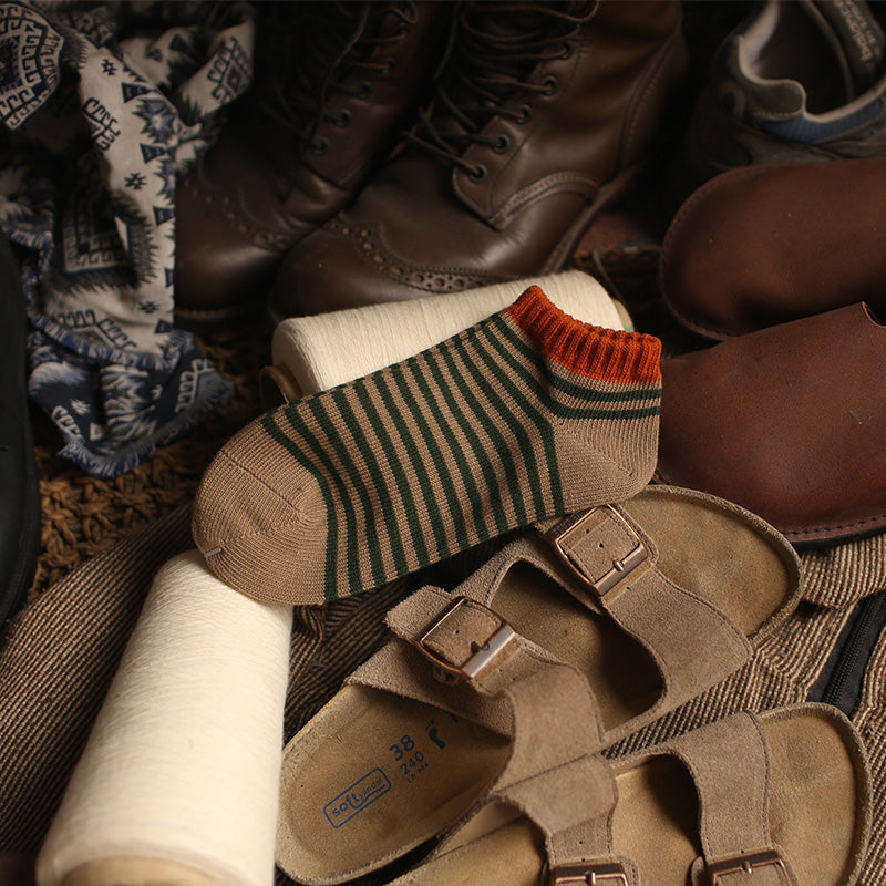 콘트라스트 스트라이프 크루 양말