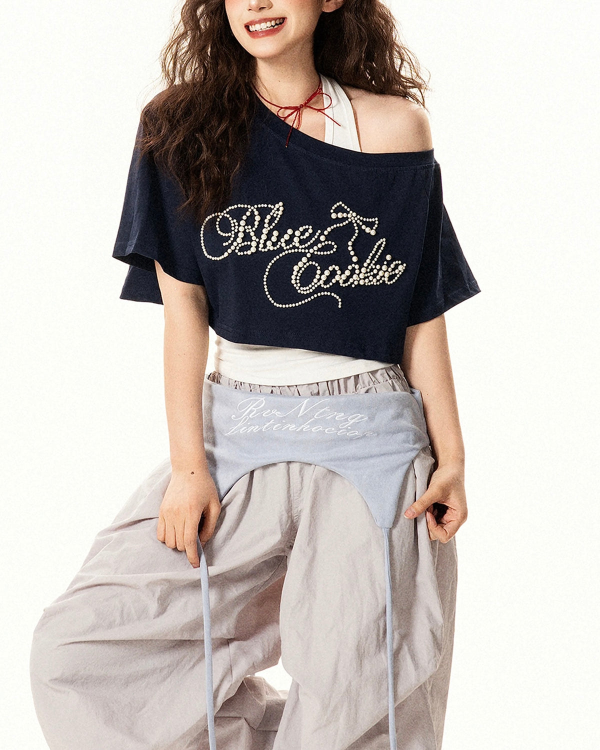 Retro off-shoulder short sleeves
