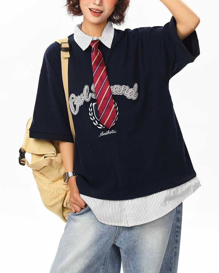 假兩件翻領短袖