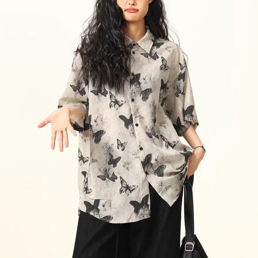 Retro all-over butterfly shirt