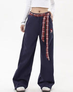 Vintage long belted casual trousers