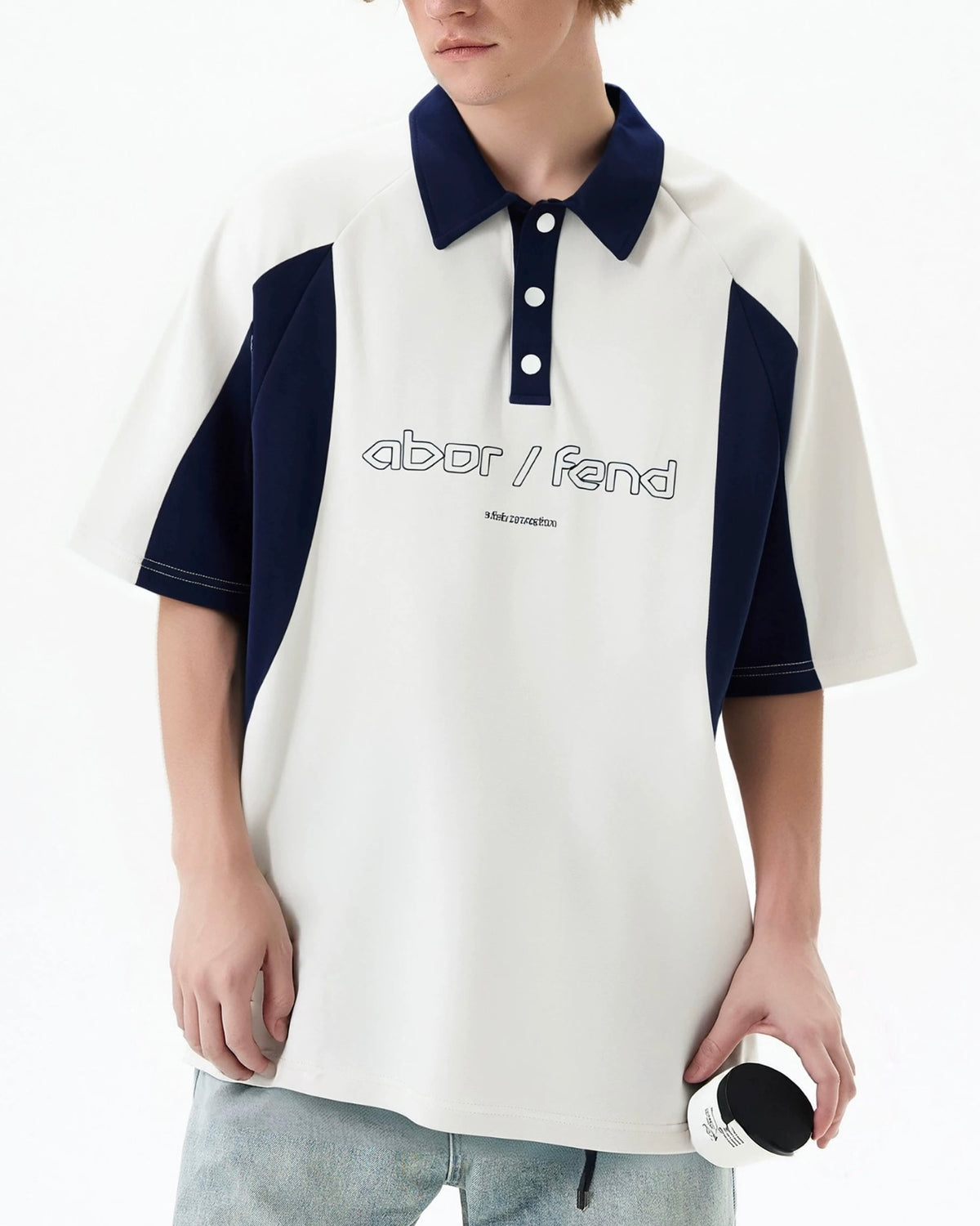 Contrast color lapel short sleeves