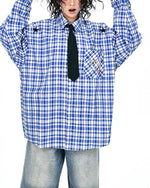 Retro casual plaid long-sleeved shirt