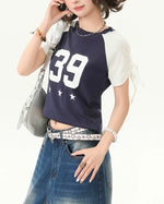 레트로 콘트라스트 반소매