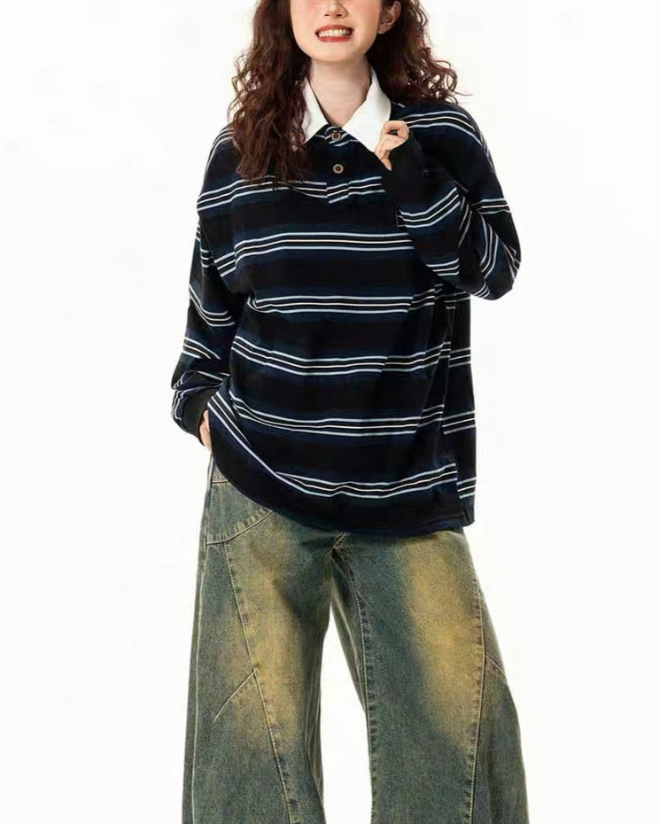 黑白條紋休閑衛衣