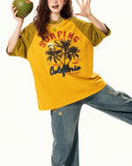 레트로 콘트라스트 래글런 반소매