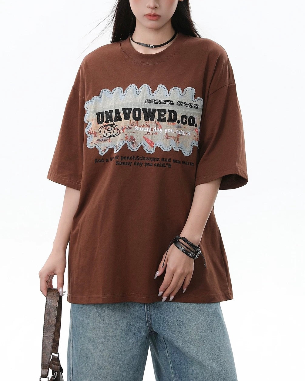 레트로 레터 패치 반팔