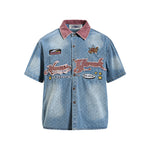 水洗波點短袖襯衫