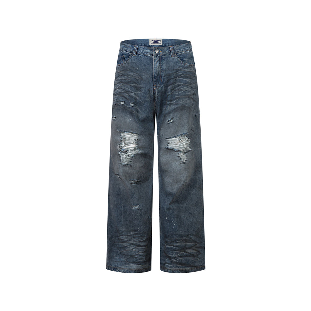 水洗破洞牛仔褲
