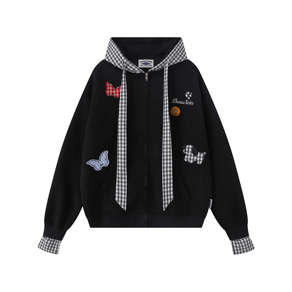 Spliced fake two-piece casual sweatshirt jacket