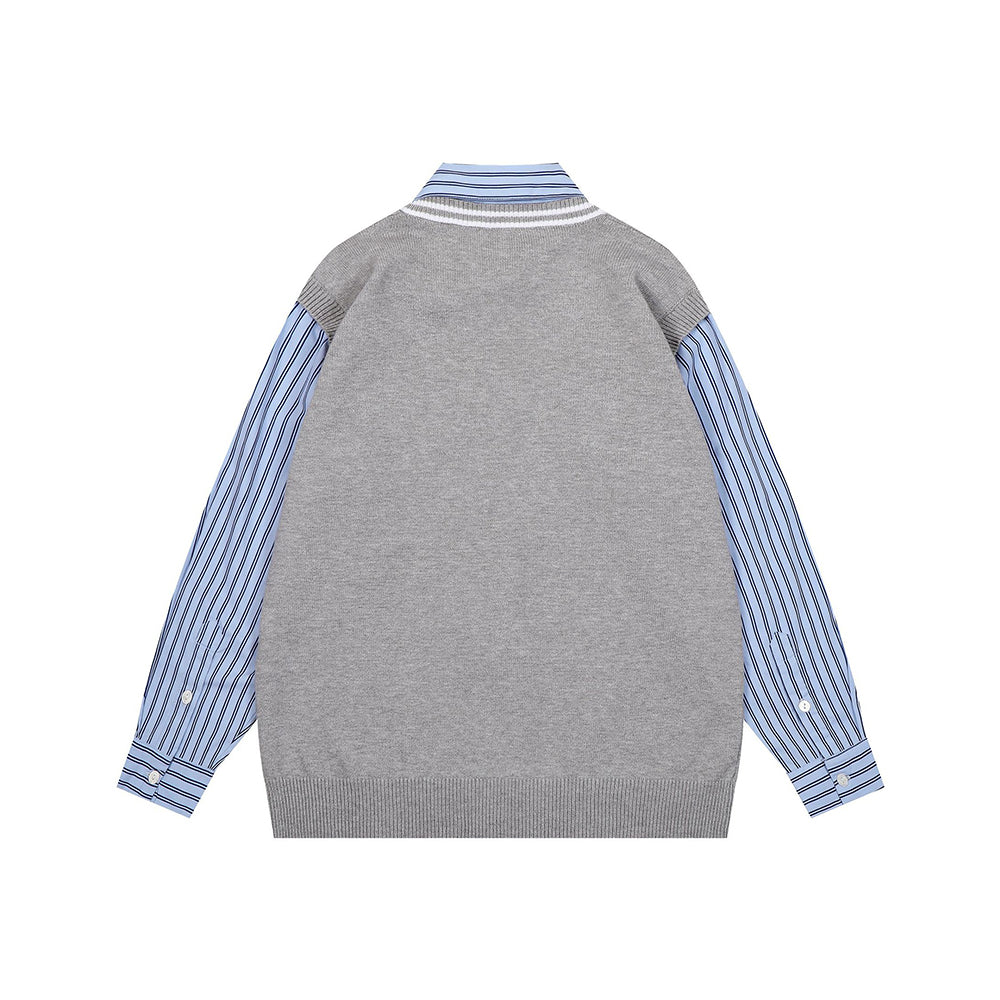 Fake two-piece striped sweater