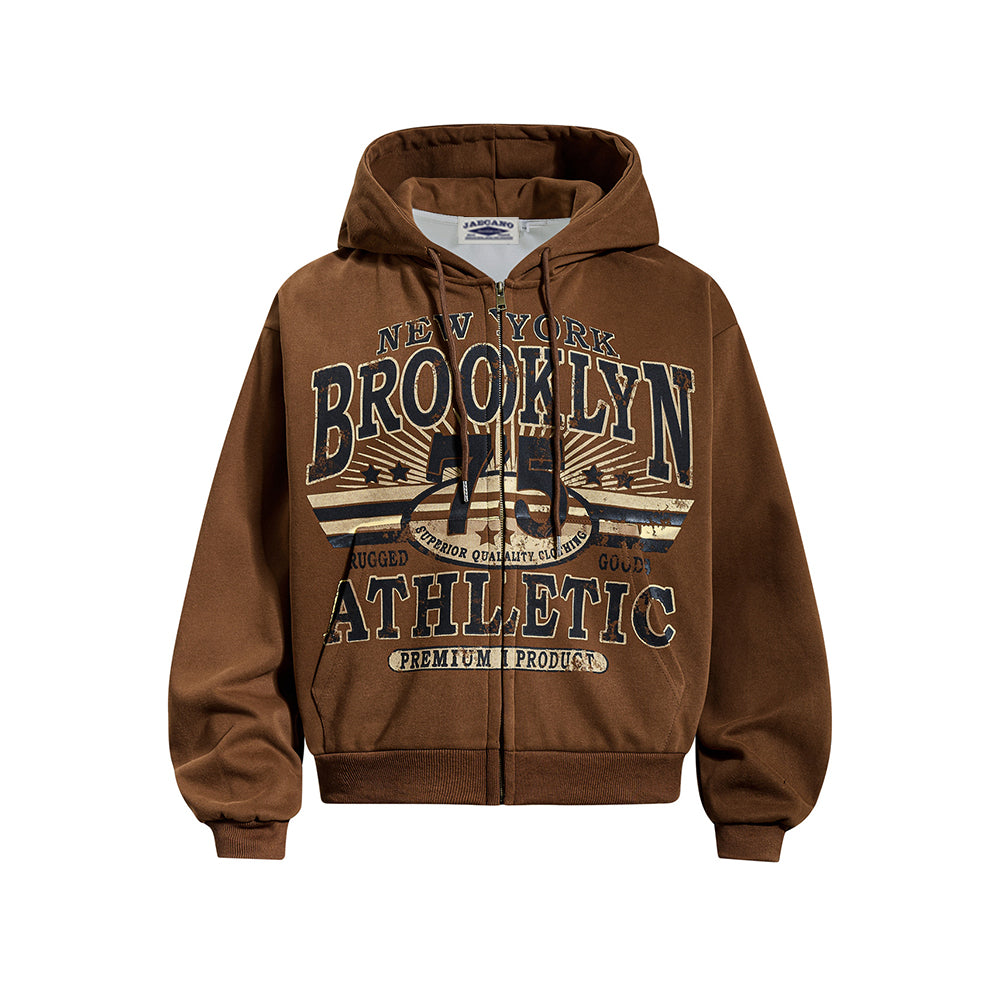 Retro Print Hooded Jacket