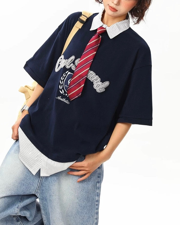 假兩件翻領短袖