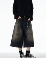 復古做舊寬鬆七分短褲