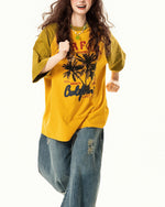 레트로 콘트라스트 래글런 반소매