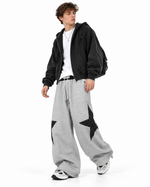 Contrast color patchwork casual pants