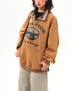 레트로 디스트레스드 폴로 스웨트셔츠