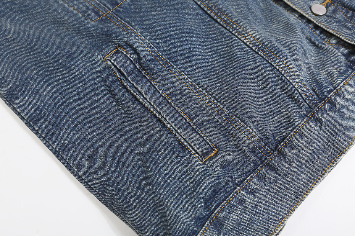 Retro cartoon embroidered denim jacket