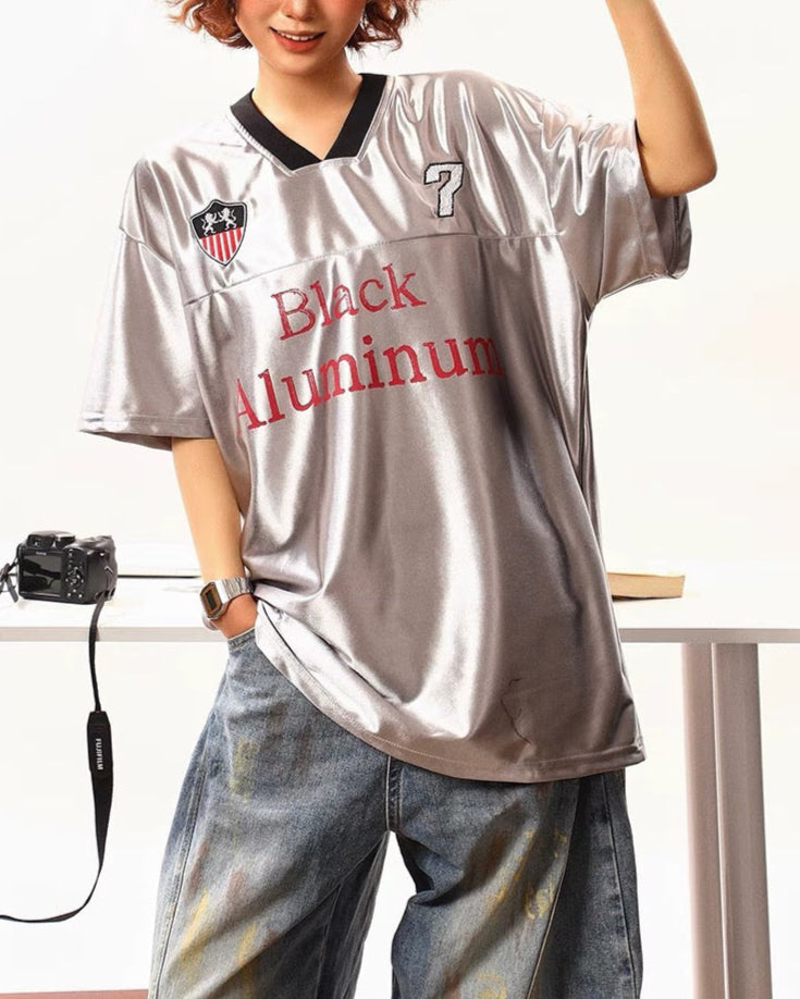 V領拼接運動短袖