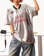 V領拼接運動短袖