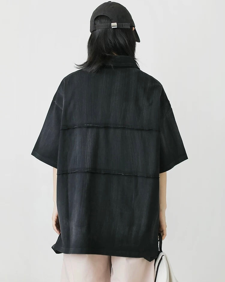 Stitched washed polo short sleeves