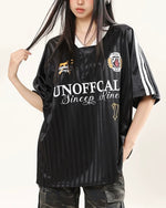 Letter print striped short sleeves