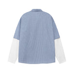 Patchwork scarf fake two-piece long-sleeved shirt