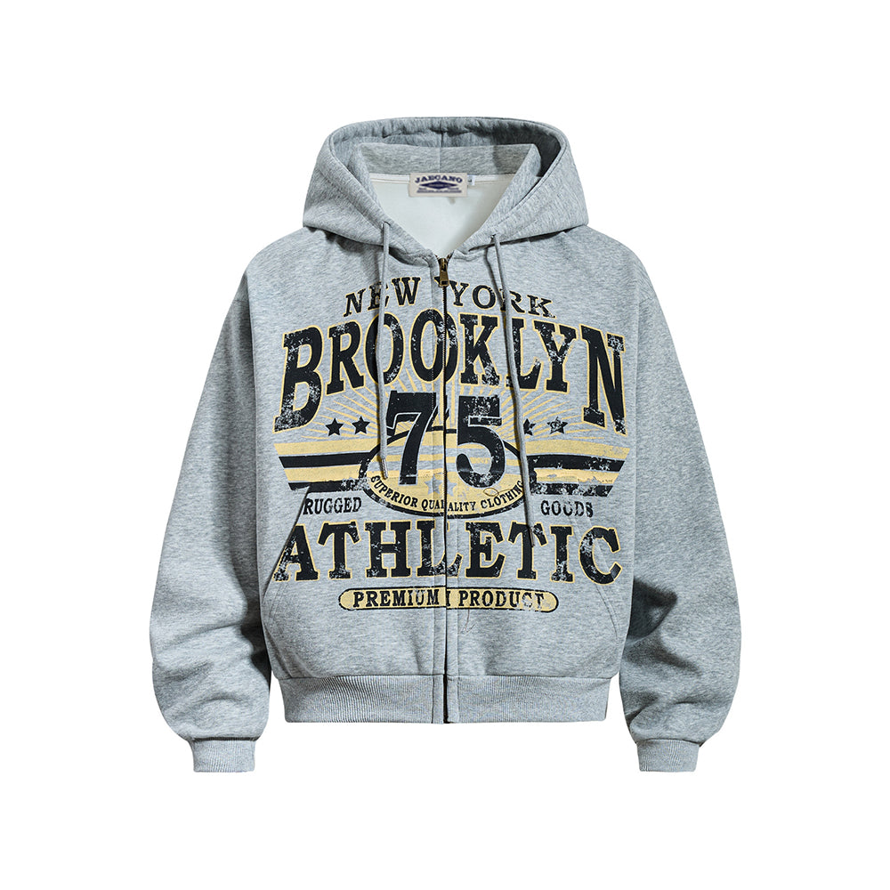 Retro Print Hooded Jacket