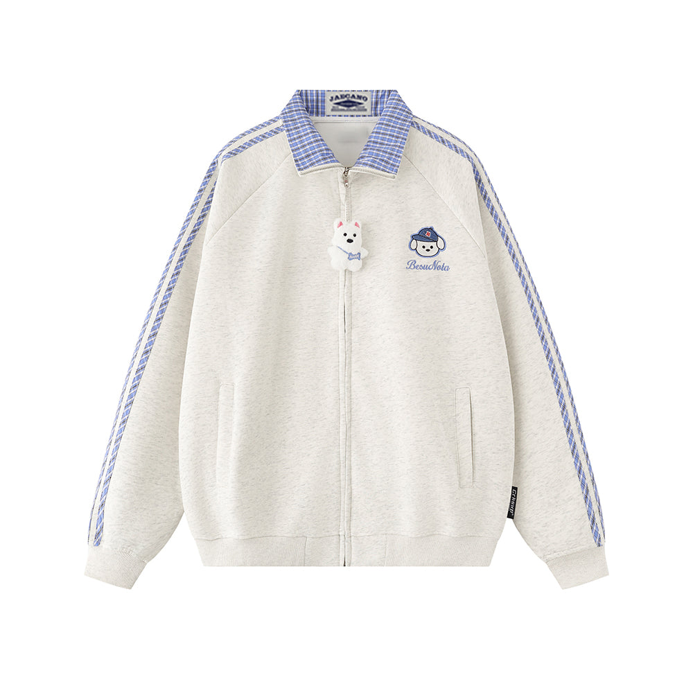 embroidered paneled lapel jacket