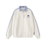 embroidered paneled lapel jacket