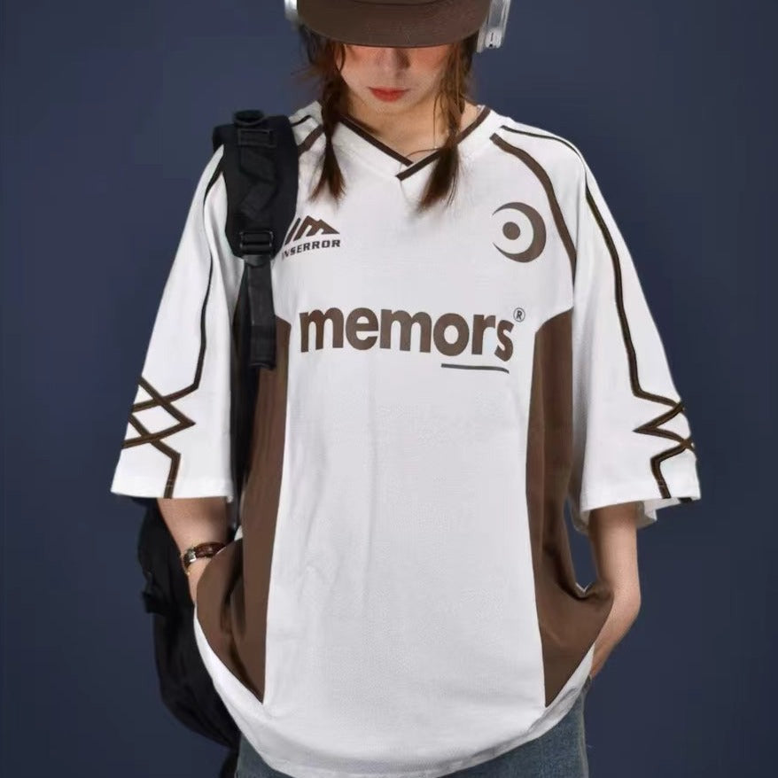 아메리칸 레트로 패치워크 반소매