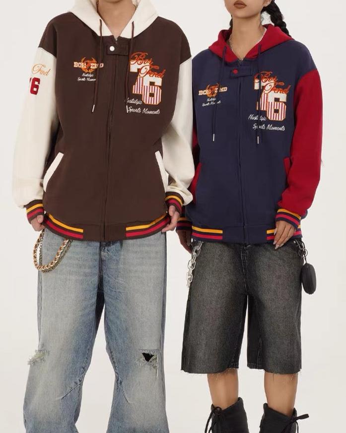 Retro hooded baseball uniform