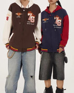 Retro hooded baseball uniform