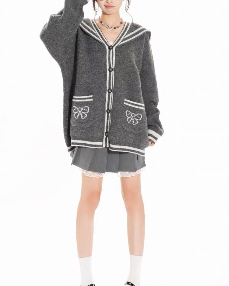 復古拼色針織毛衣