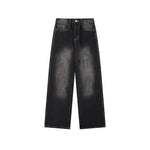 水洗直筒牛仔褲