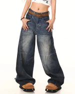 復古休閑牛仔長褲