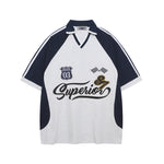 레트로 콘트라스트 폴로 반소매