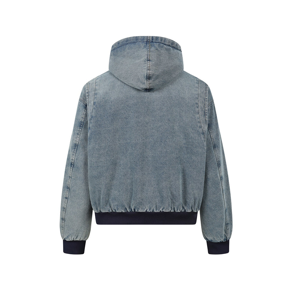 Patchwork cotton-padded denim jacket