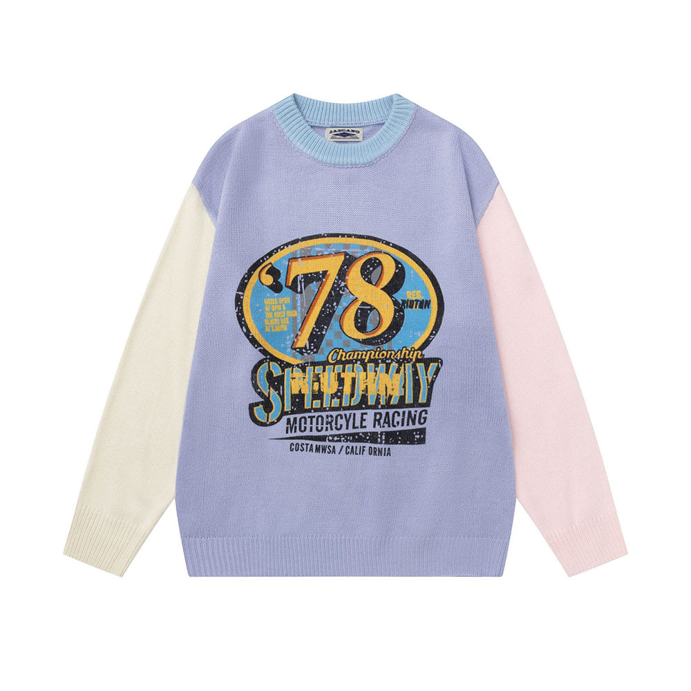 Contrast color pullover sweater