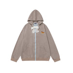 Simple loose hooded sweatshirt jacket