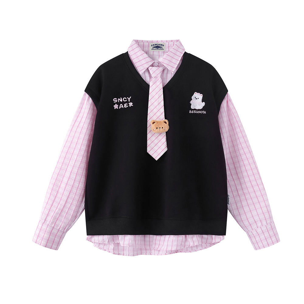 復古拼接假兩件衛衣