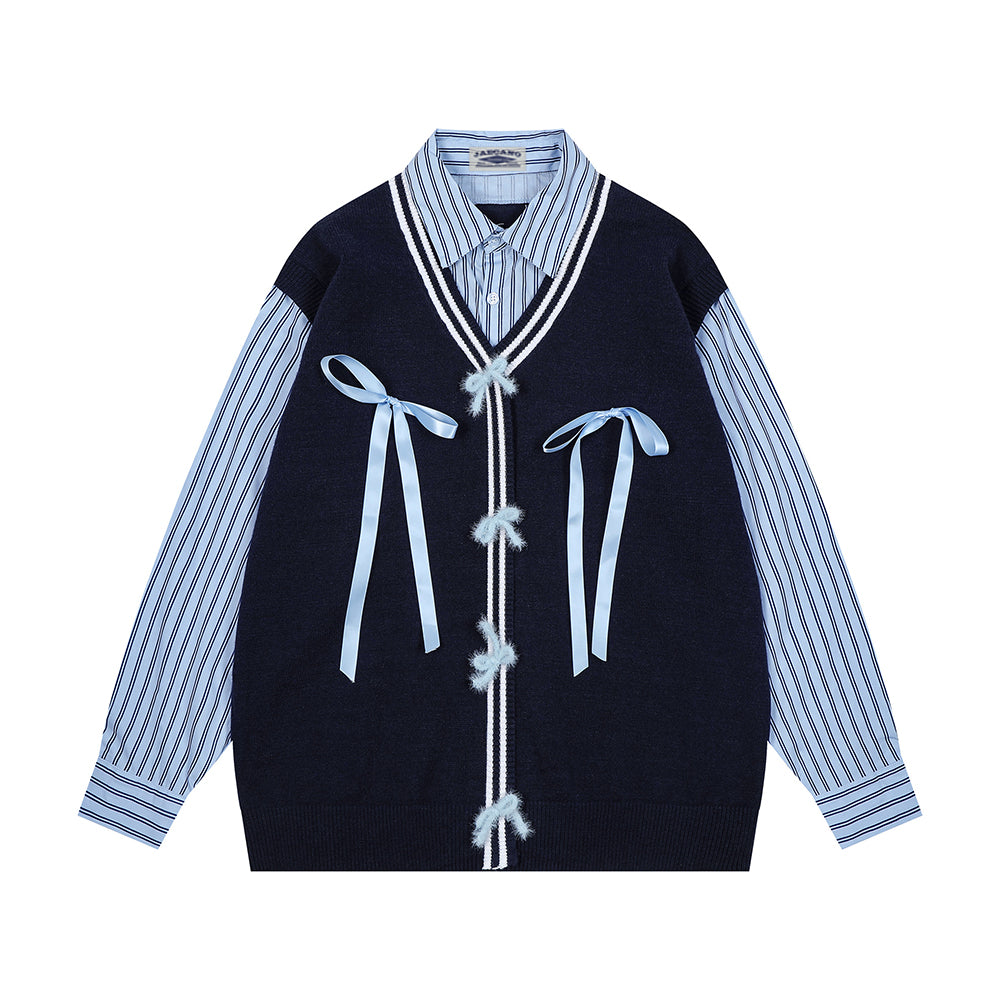 Fake two-piece striped sweater