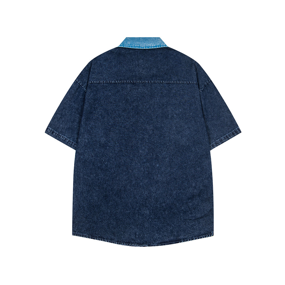 卡通刺綉短袖襯衫