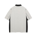 대조적인 컬러 스티칭 짧은 소매