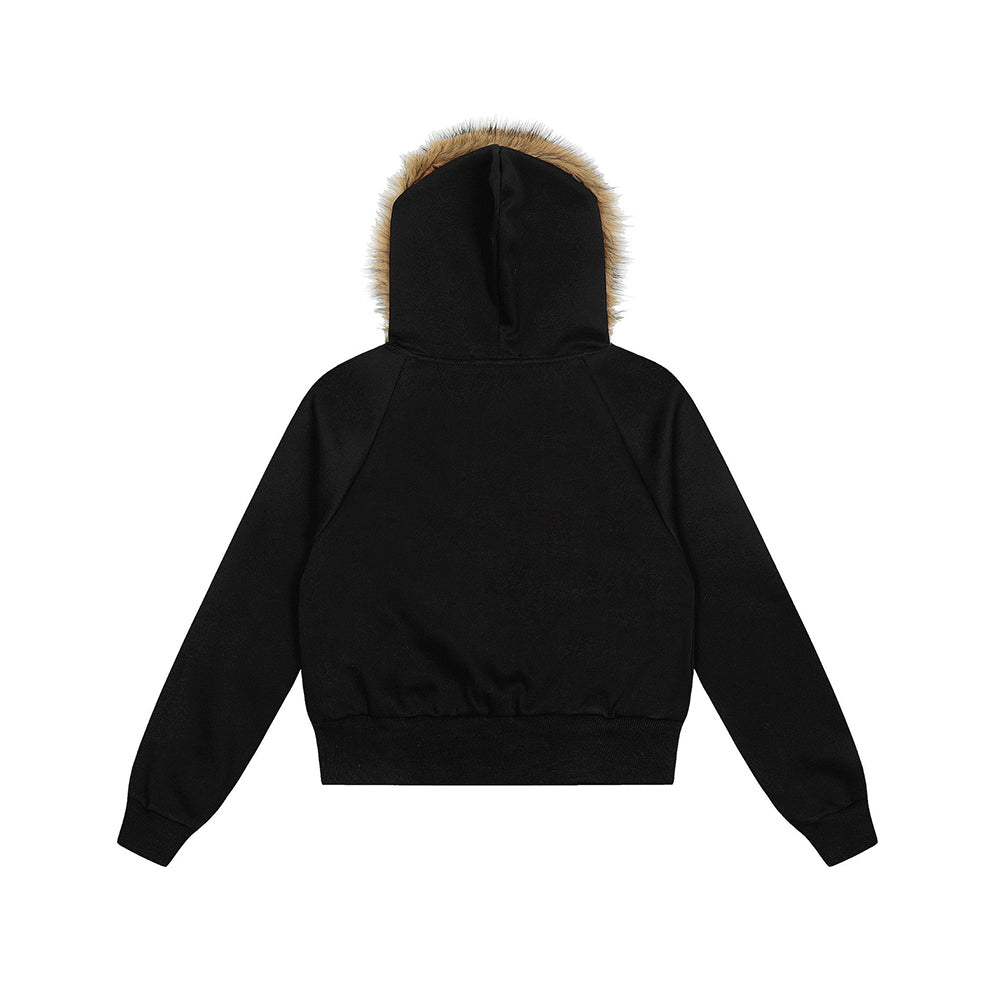 Retro hooded sweatshirt jacket